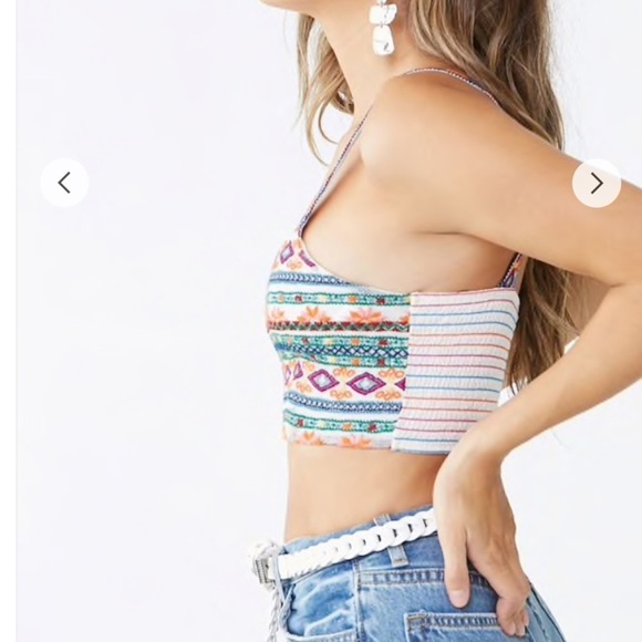 Forever 21 Woven Embroidered Crop Top Aztec Western Print Y2K - Picture 3 of 4